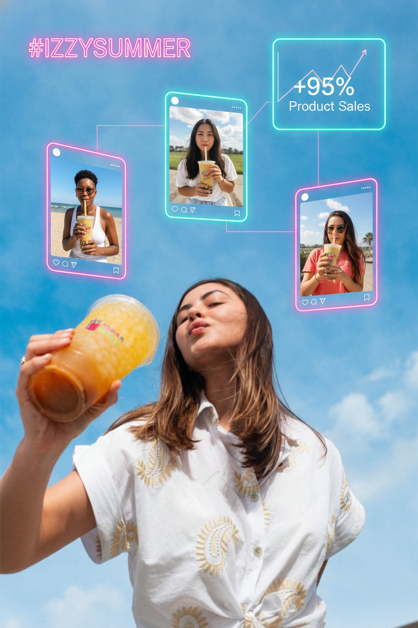 Creadora disfrutando bebida — contenido lifestyle